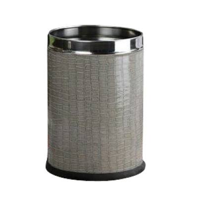 Open Metal Bin 7 Ltr. with Leather Coated Grey